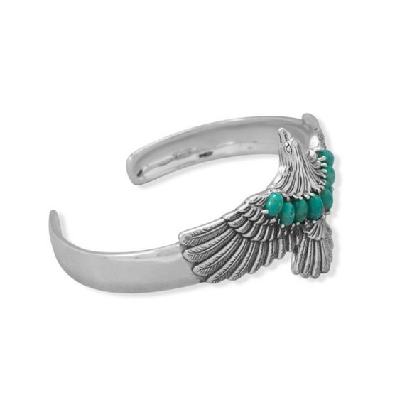 Silver and Turquoise Eagle Bracelet - Picture 2 of 2